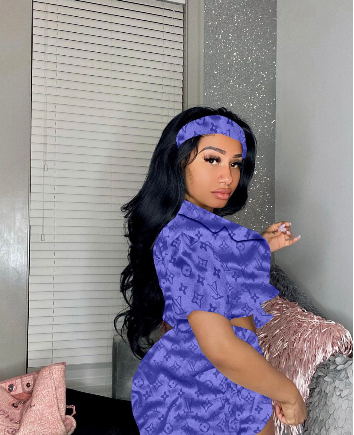 Purple Louis Short Set